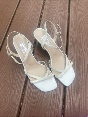 Bravo Browns White Strappy Slingback Heels